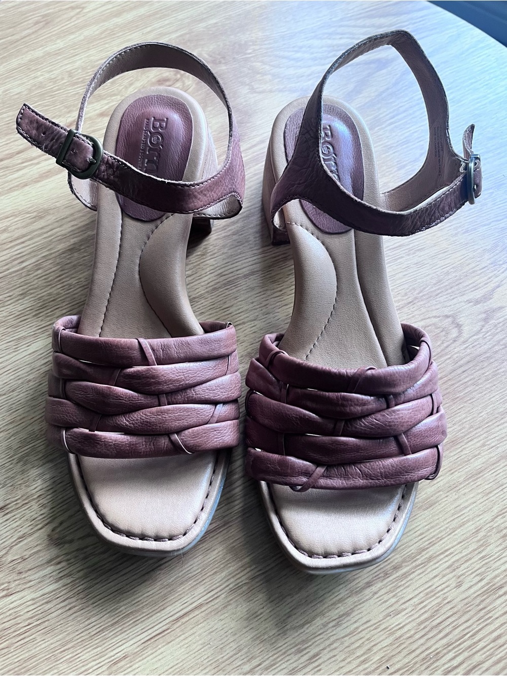 Born Braided Brown Leather Slingback Sandals